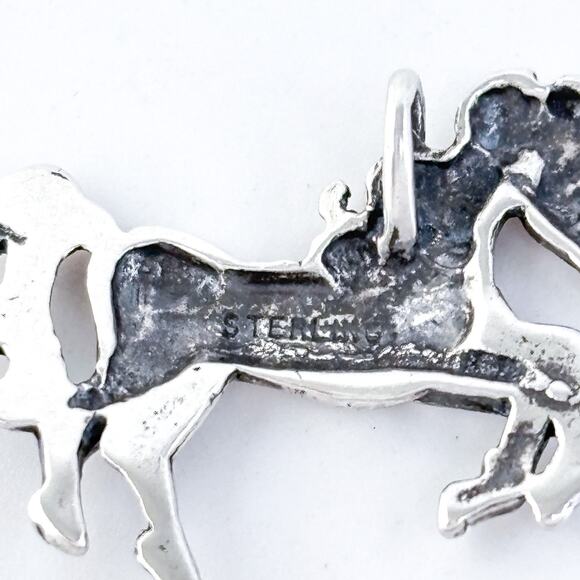 Vintage Sterling Silver 925 2.5cm Prancing Unicorn Fantasy Pendant - Picture 3 of 7